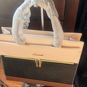 Women's Cream and Black Handbag